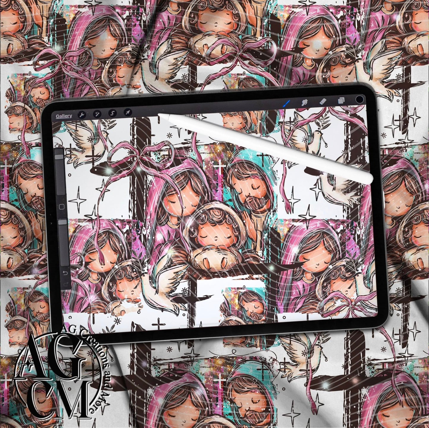 Baby Jesus  Seamless Pattern PNG
