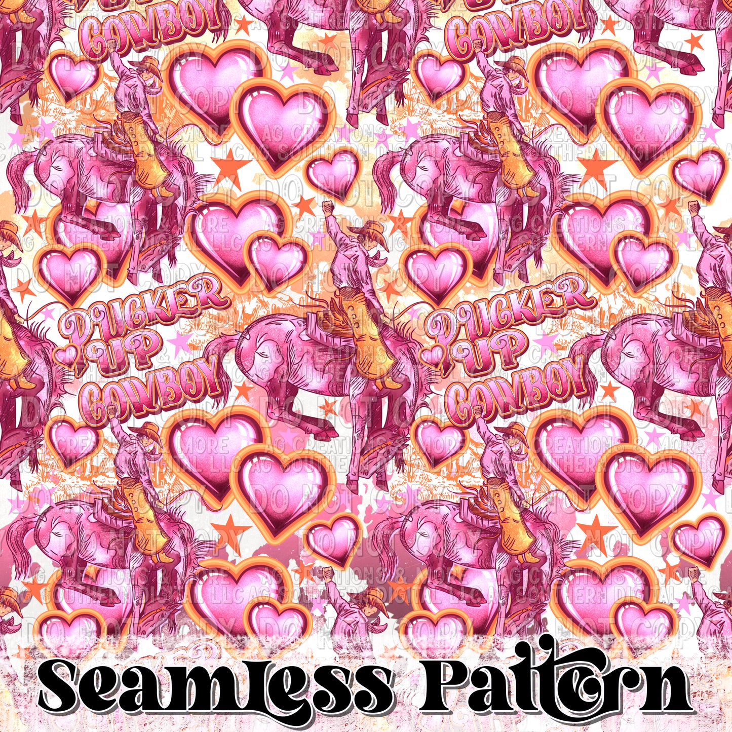 Pucker up Cowboy Seamless Pattern