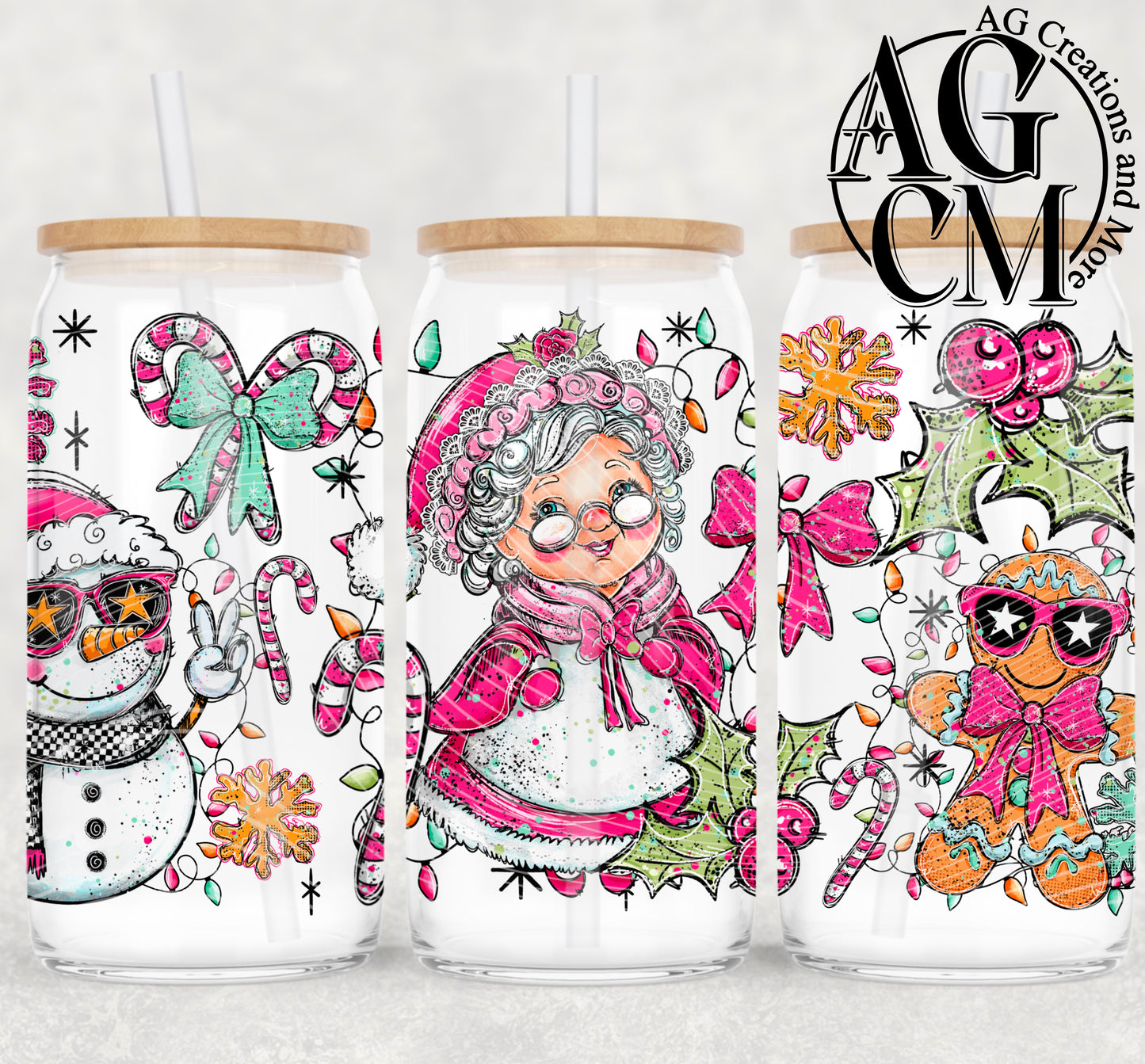 Mrs. Claus  16oz libby wrap PNG