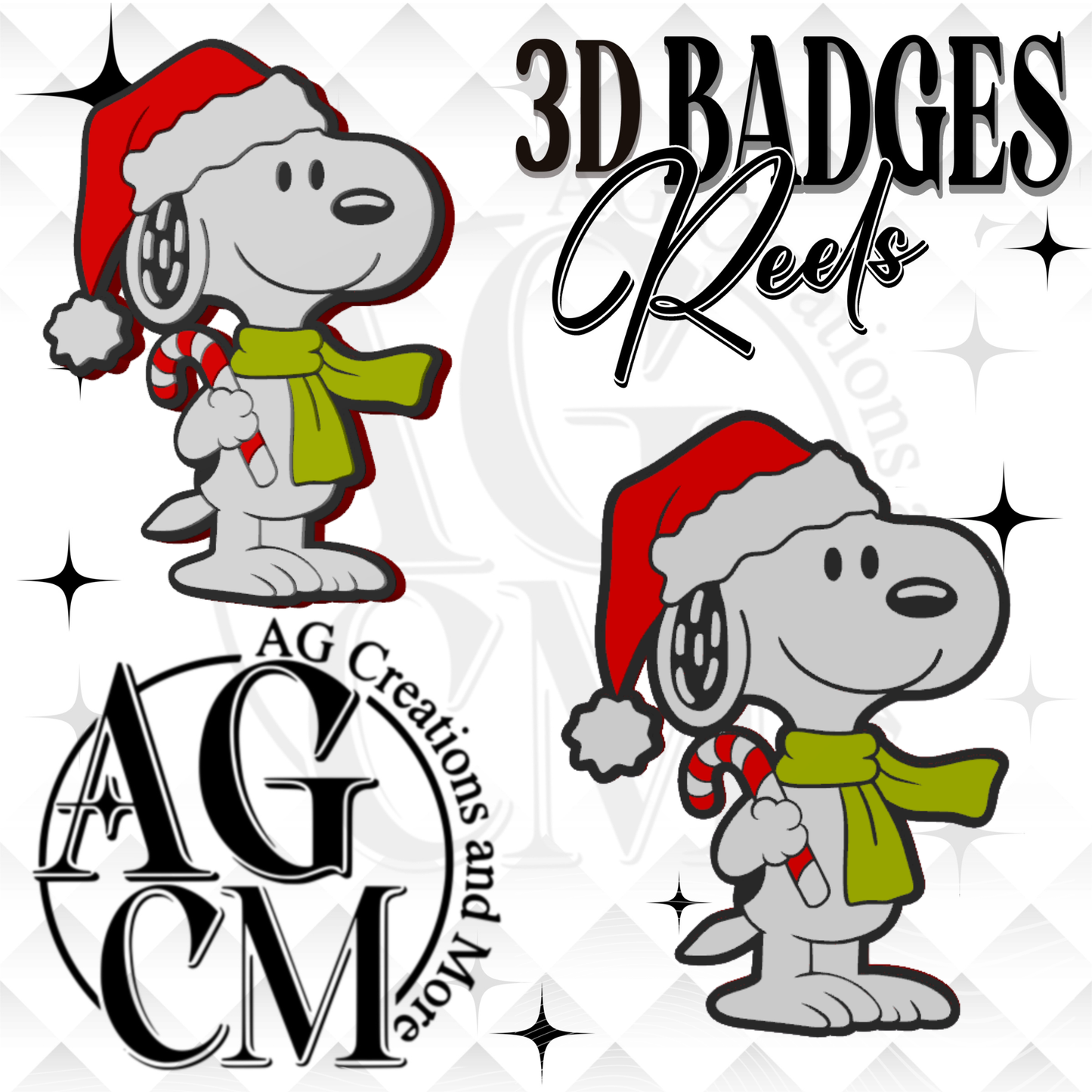 Christmas Dog 3D Badges/ Reels (wholesale)