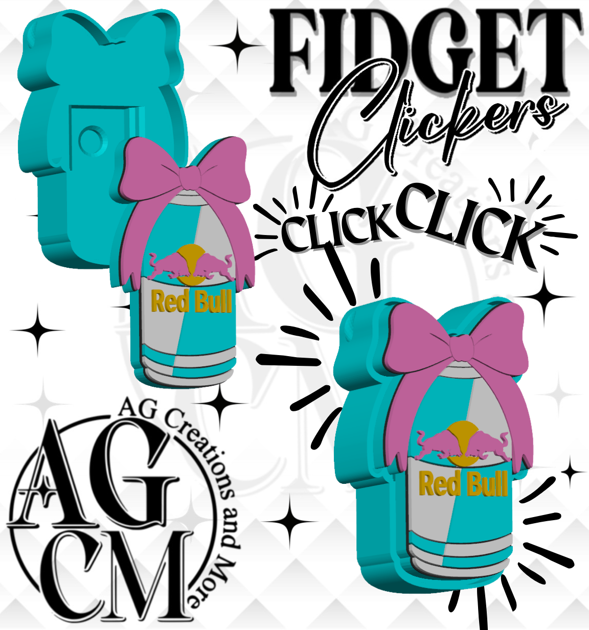 Girly R-Bull 3D Fidget Clickers (wholesale)