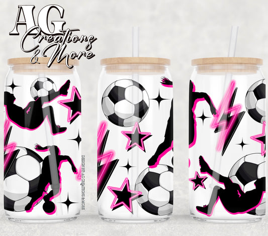 Girl soccer 16oz Glass Digital