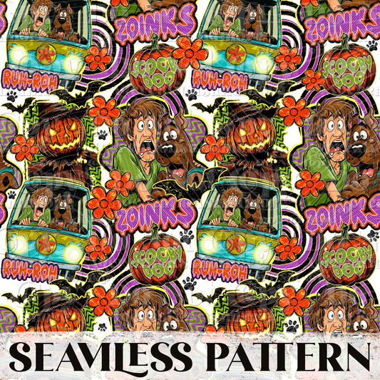 Mystery Dog Seamless Pattern PNG