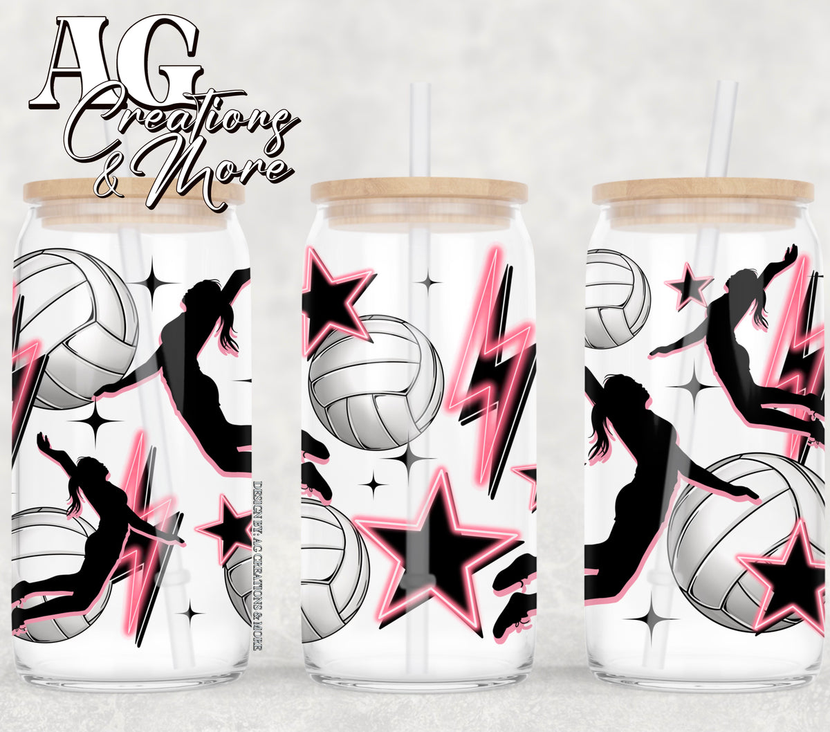 Volleyball 16oz Glass Digital