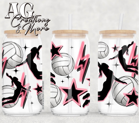 Volleyball 16oz Glass Digital