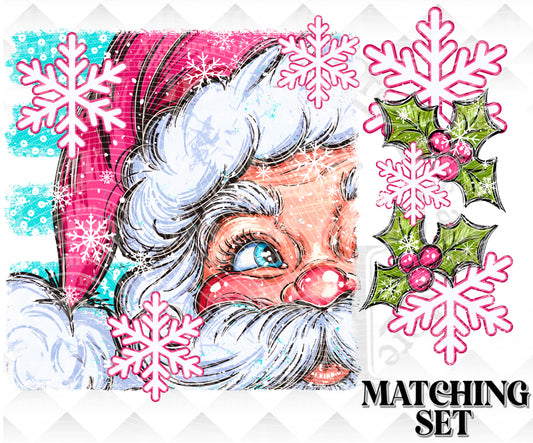 Santa-Close up pink Digital Download PNG