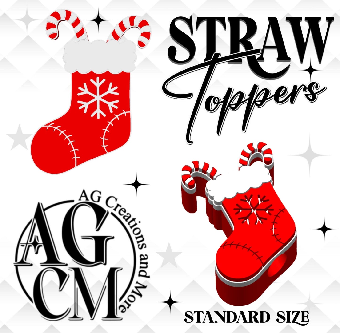 Red Stocking Straw Toppers