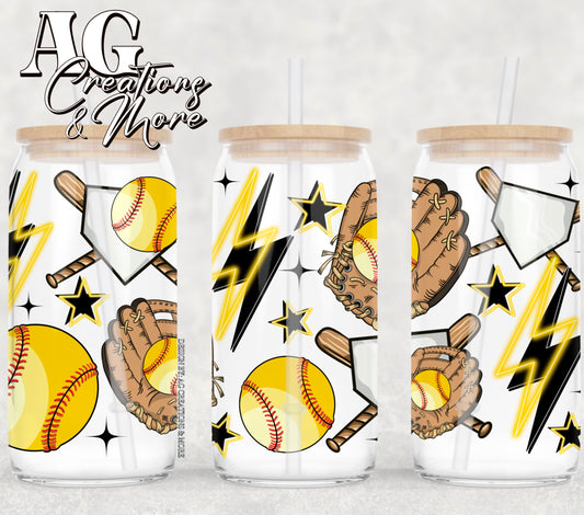 Softball 16oz Glass Digital