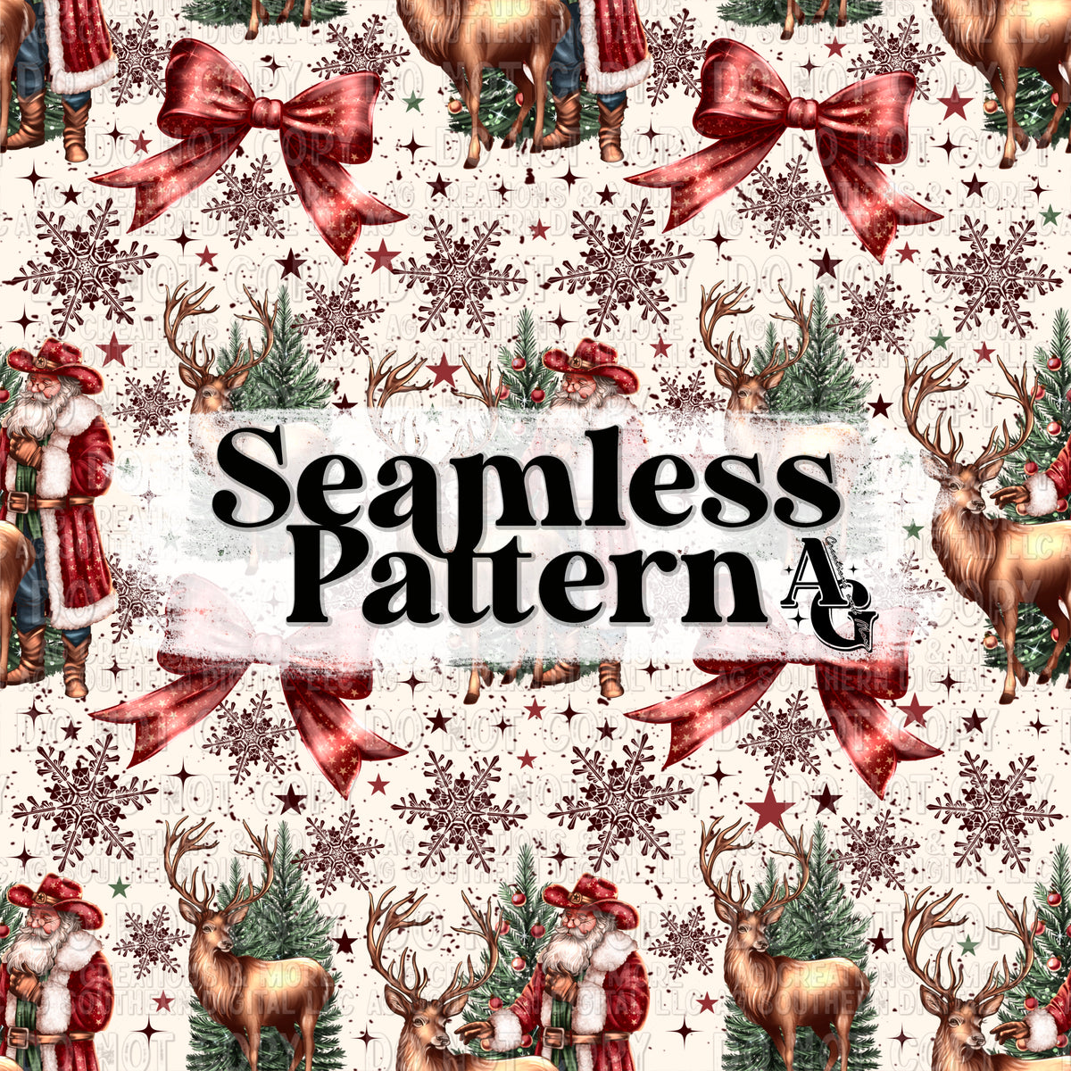 Howdy Christmas Seamless Pattern PNG