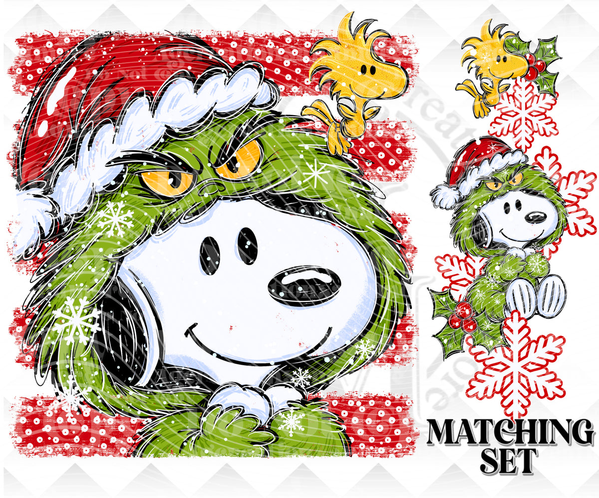 G-Christmas Pup polka dot set Digital Download PNG