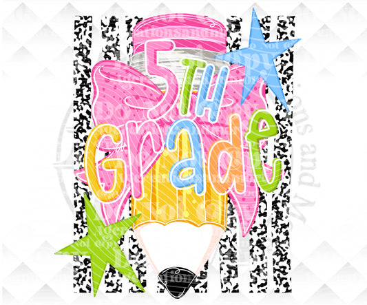 5th Grade Pencil Digital Download png design