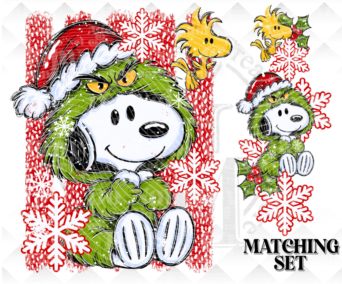 G-Christmas Pup Stripe set Digital Download PNG