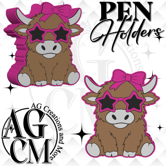 Highland cow star shades 3D Pen Holders (wholesale)