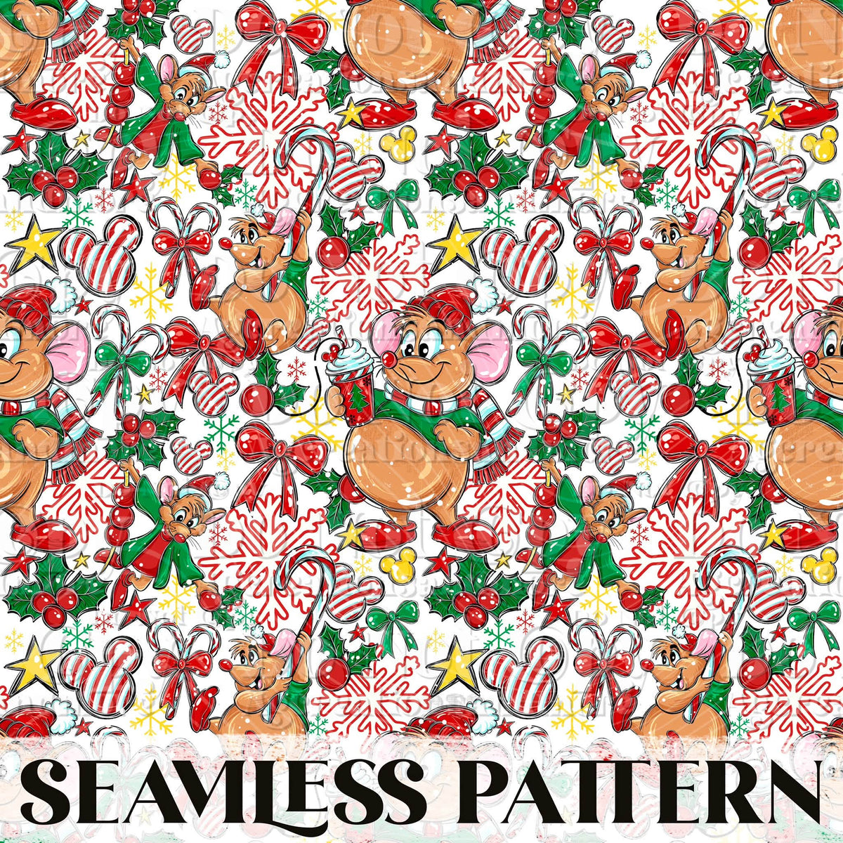 Christmas Mouse Seamless Pattern PNG