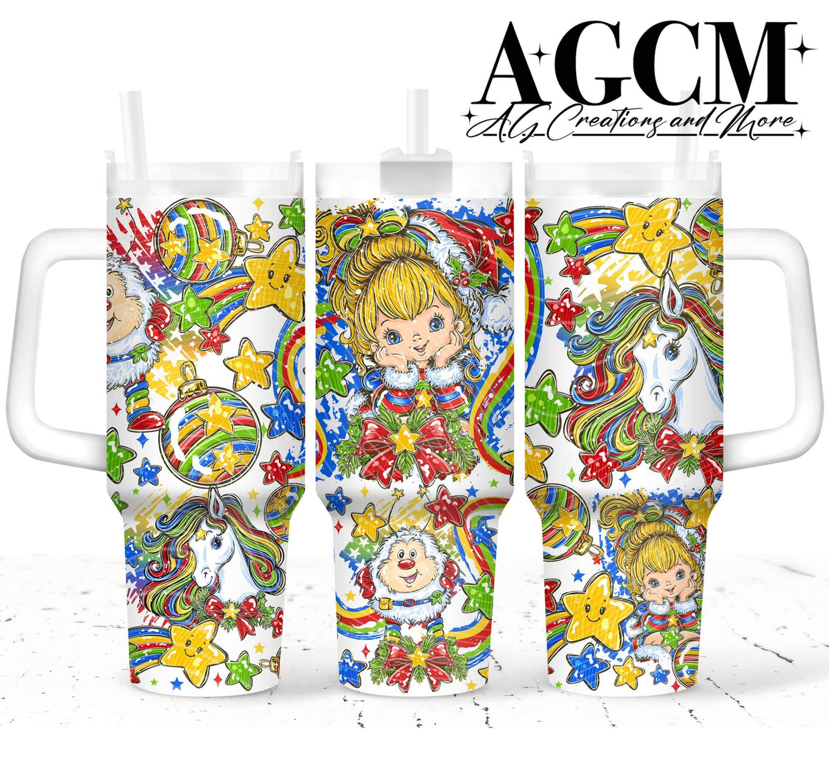 Rainbow Girl Christmas 40oz Tumbler Digital Png