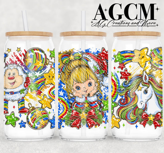 Rainbow Girl Christmas 16oz Libby wrap PNG