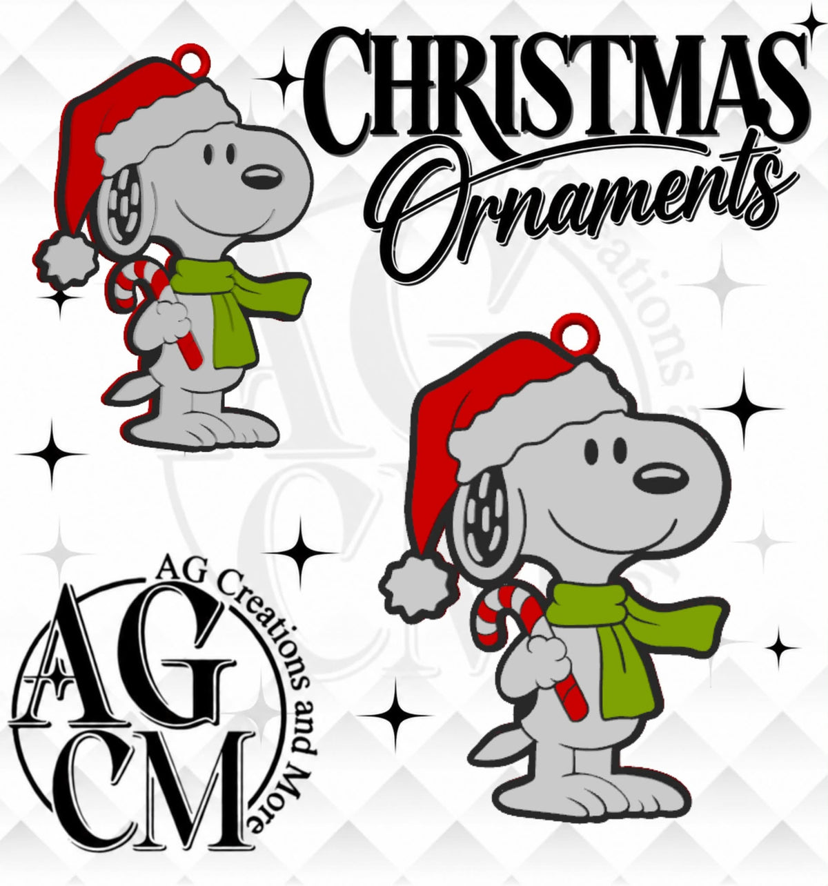 CIJ Santa Pup 3D Christmas Ornaments (Wholesale/singles)