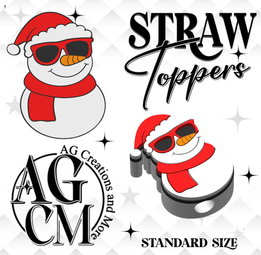 Snowman Glasses 3D Straw Toppers