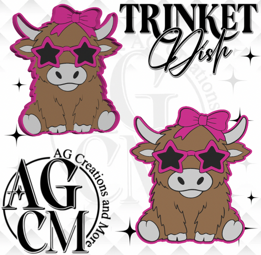 Highland cow star shades 3D Trinket Dish (wholesale)