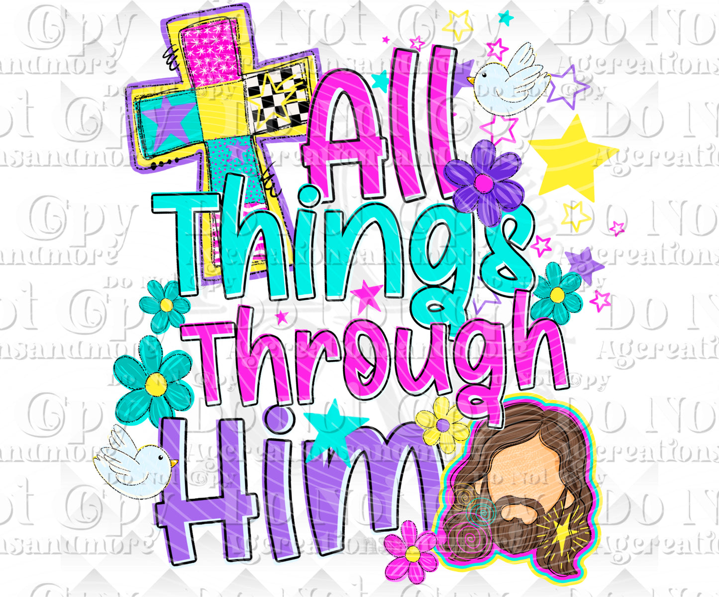 All Things Through Him Digital Download png design