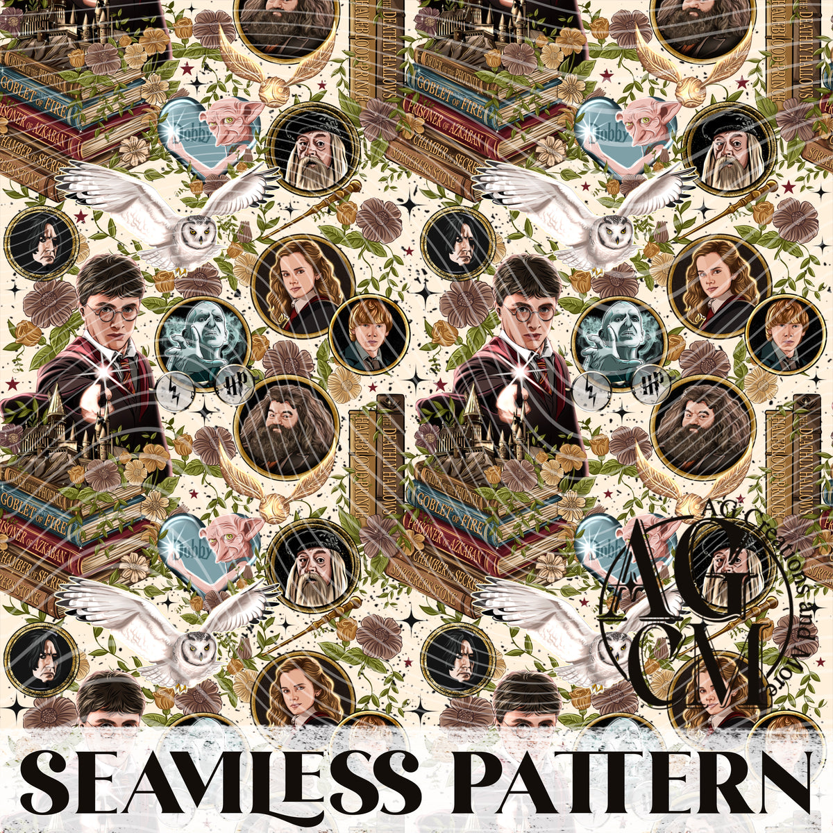 Wizard Books Seamless Pattern PNG