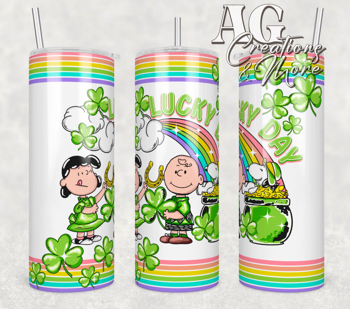 Lucky Day Rainbow Strips Day Tumbler Digital