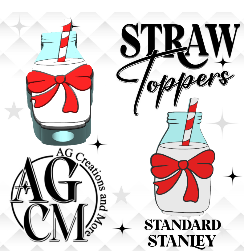 Santa's Milk 3D Straw Toppers