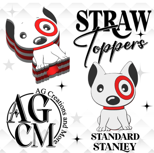 Bull's Eye dog 3D Straw Topper