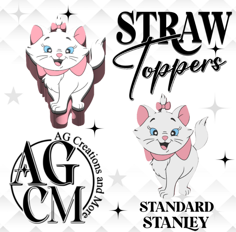 Marie kitty 3D Straw Topper