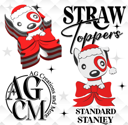 Christmas Targ-et dog Bow3D Straw Topper
