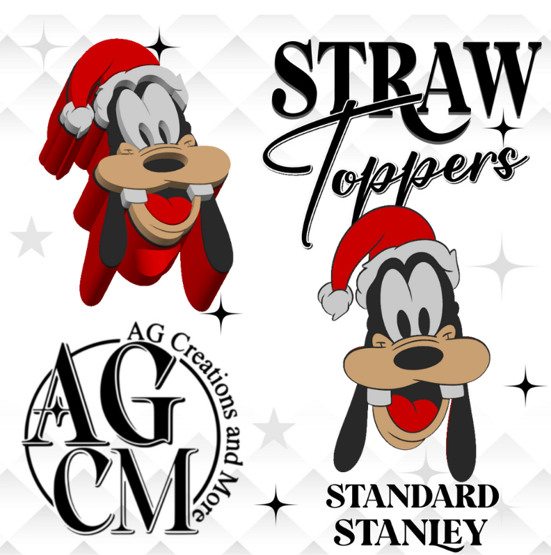 Christmas dog 3D Straw Topper