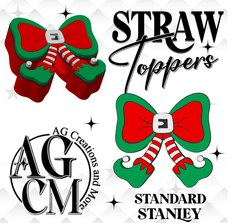 Elf Bow 3D Straw Topper