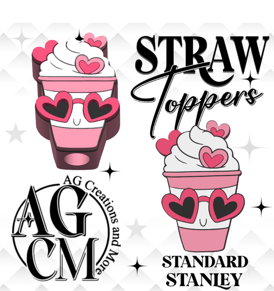 Hearts Coffee 3D Straw Topper
