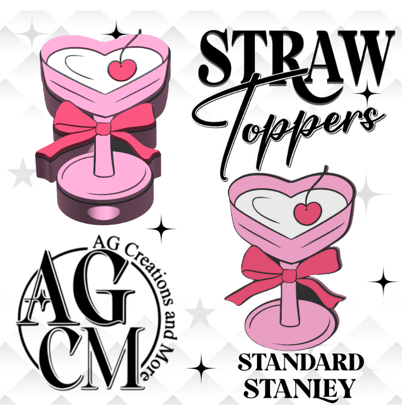 Pink Martini3D Straw Topper