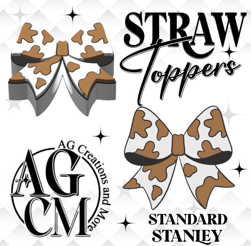 Cow print Bow 3D Straw Topper 3MF File