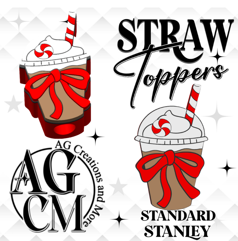 Frappe red bow 3D Straw Toppers