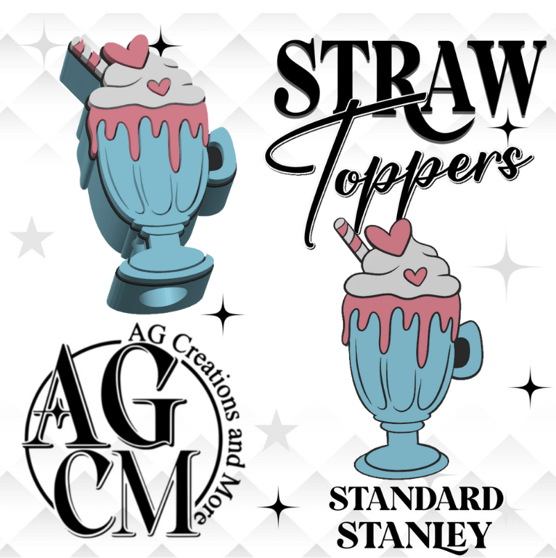 Milkshake 3D Straw Topper