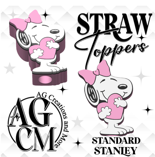 Girl Puppy straw 3D Straw Topper
