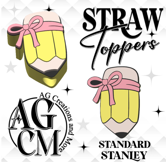 Pencil Bow 3D Straw Topper