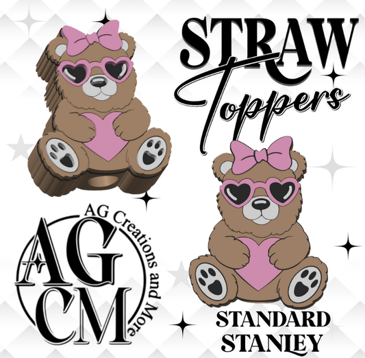 Bear Heart Belly 3D Straw Topper