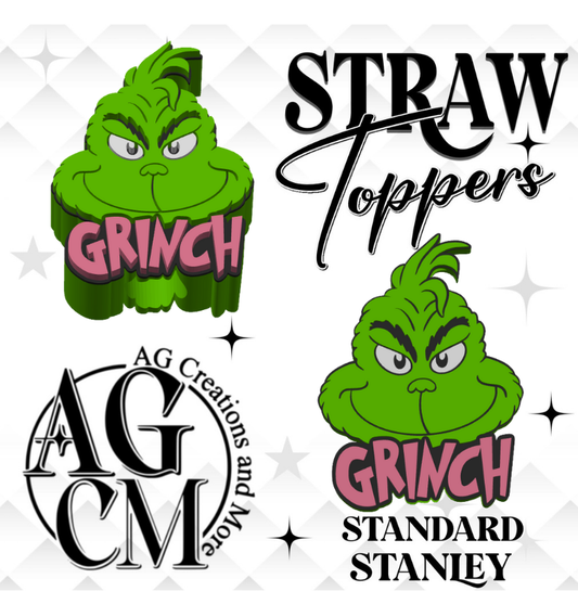 Gr-in-ch light pink 3D Straw Toppers