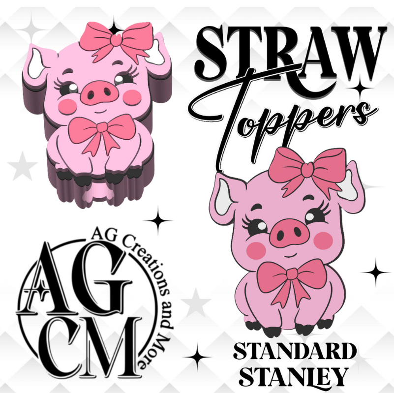 Cute Piggy 3D Straw Topper