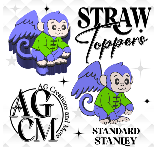 Monkey W 3D Straw Toppers