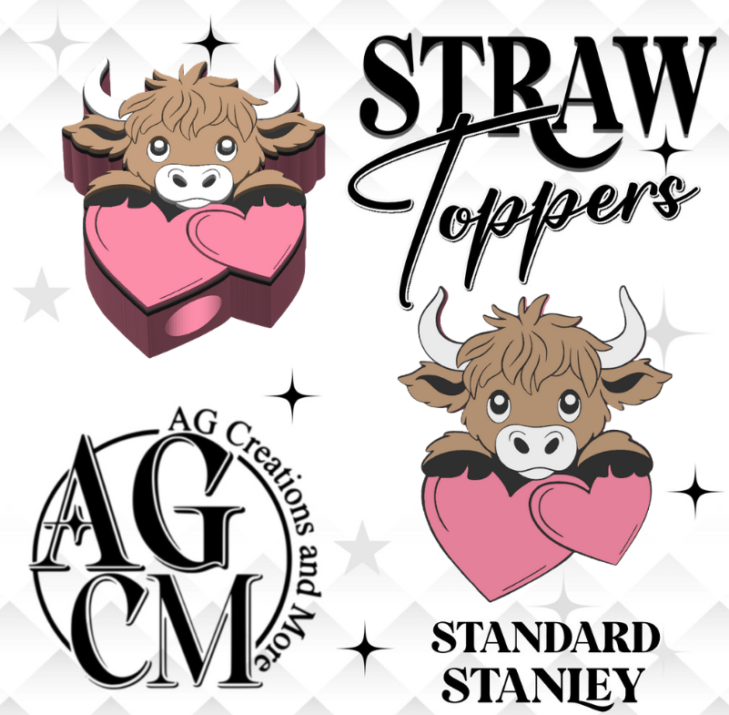 Highland Cow Hearts 3MF File