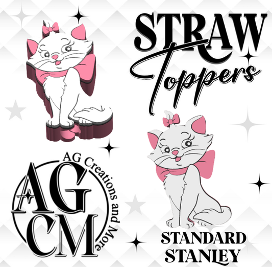 Girl Kitty 3D Straw Topper