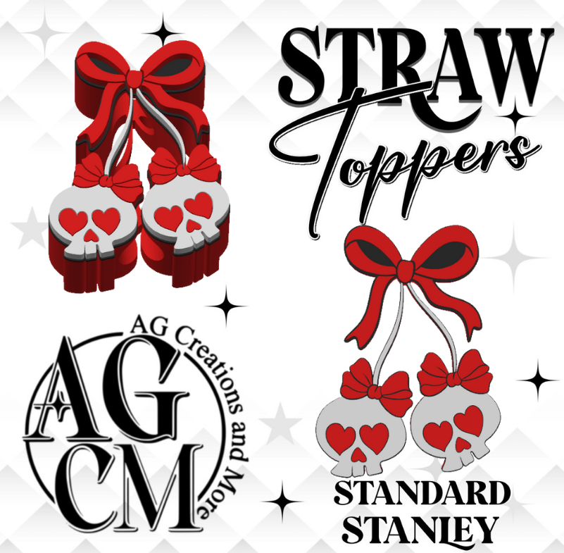 Skull Cherries 3D Straw Topper