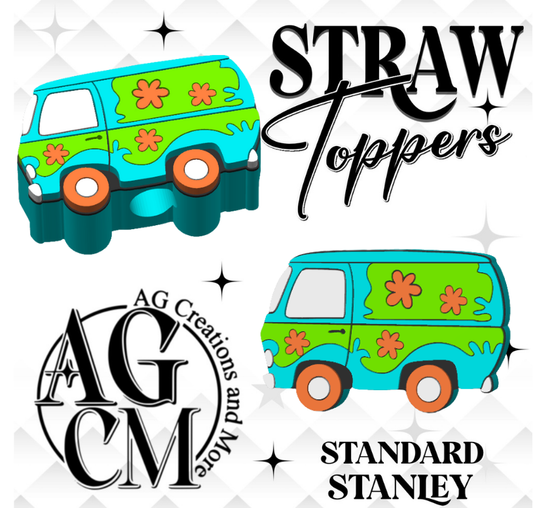 Mystery van no tree 3D Straw Toppers