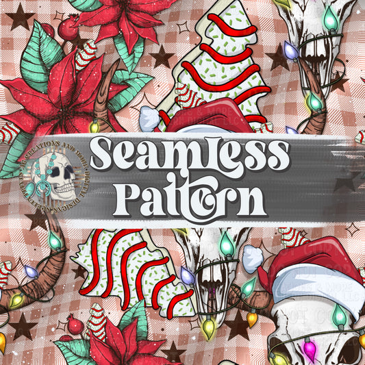 Boho Merry Christmas Seamless Pattern