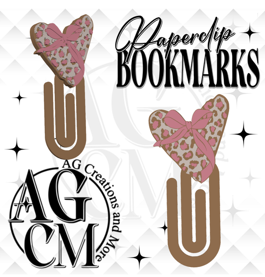 Leopard Heart 3D Paperclips Bookmarks (wholesale)