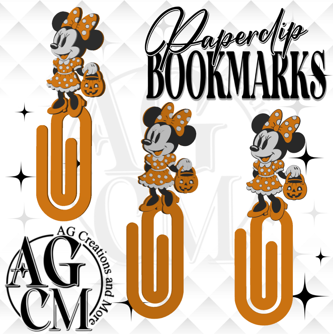 Vintage Girl Mouse Pumpkin 3D Bookmark/ Paperclip 3MF File